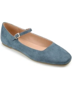 Journee Womens Carrie Buckle Square Toe Mary Jane Dress Flats, Blue Size 8M - Picture 1 of 1