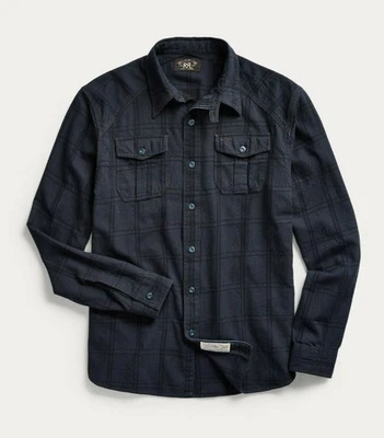 Camisa de trabajo RRL Ralph Lauren a cuadros Dobby azul marino para hombre mediana M Foto 1 de 3