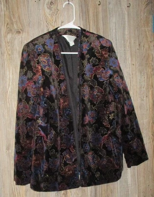 Chaqueta Blazer TanJay Mujer Talla 6 Negro Oscuro Dorado Etc Terciopelo Capricho Noche Foto 1 de 4