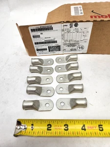 10 Tin Plated Copper Ring Lug Terminal Connector #2/0 Wire Gauge 1/4" Stud MOLEX - Picture 1 of 11
