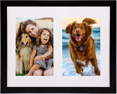 画框 8x10 黑色显示屏 4x6 双垫相框 水平和版本 — 第 1/4 张图片