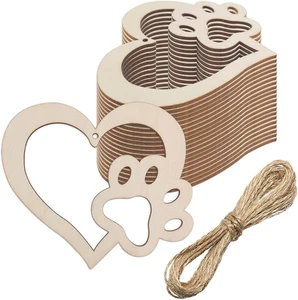20 piezas de cortes de madera con forma de pata de perro y corazón de madera - Imagen 1 de 12