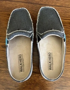Gecko Man Walk Hero Slip On Grigio Cuscino Tela Comfort Supporto Arco Tg W9 - Foto 1 di 8