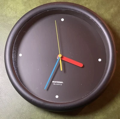 Vintage 80s Postmodern Bravissimo Quartz Clock Memphis Design ~ Works SEE PHOTOS - Image 1 of 3