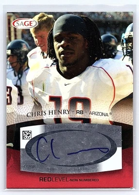 2007 SAGE Autographed Football - Autographs Chris Henry #A23 Red RC - Image 1 of 2
