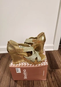 Women's G By Guess Gold Metallic Strappy Wedges Size 8.5 - Imagen 1 de 5