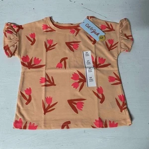 Neu mit Etikett Cat and Jack Mädchen Kleinkind 3T-Shirt orange mit rosa Blumen Kurzarm - Bild 1 von 5