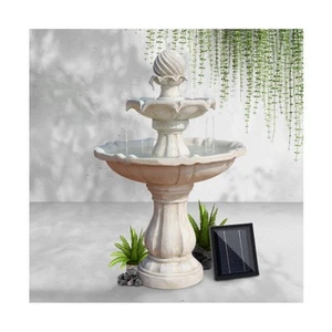 NEW Enchanted Garden Gardeon 3 Tier Solar Water Fountain Ivory - Picture 1 of 7