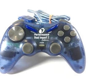 Performance Dual Impact 2 PS2 Farben Gamepad Controller mit Kabel - Blau - Bild 1 von 2