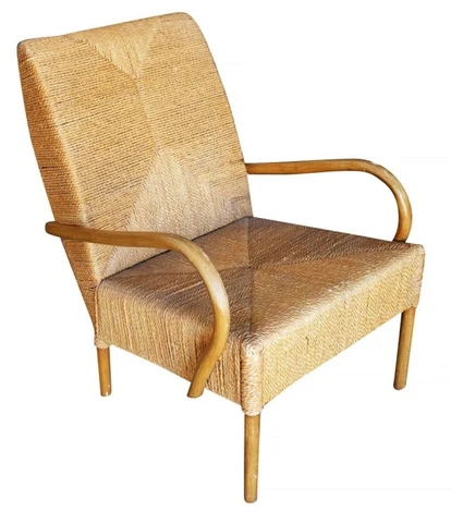 Harvey's on BeverlyLarge wicker rush seat lounge chair with bent hardwood arms Cover