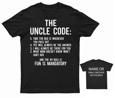 GILDAN The Uncle Code Fun T-Shirt Cool Gifts for Uncles Customizable Back Message