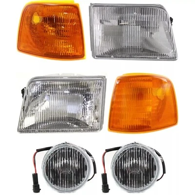 Front Fog Light Kit For 1993-1997 Ford Ranger Driver & Passenger Left Right 6pc - Image 1 of 4
