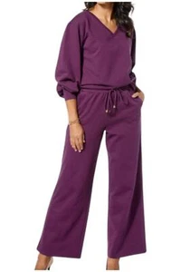 G By Giuliana Women's So Soft French Terry 2-piece Set Italian Plum - Picture 1 of 1