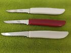 Pampered Chef Quikut 3 Paring Knives #1262 Maroon  & White Discontinued