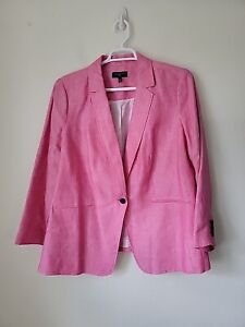 Talbots Woman 100% Linen Jacket Blazer Size 18W  Pink Single Button Lined 