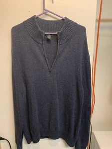 Calvin Klein Herren Dunkelblau Rippstrick Pullover Henley Zip 100% Baumwolle XXL - Bild 1 von 3