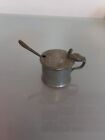 CRAFTSMAN SHEFFIELD PEWTER mustard pot. Glass Colbolt Liner With Spoon. 