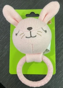 Happy Go Fluffy Baby Rattle PINK BUNNY For All Ages - Picture 1 of 3