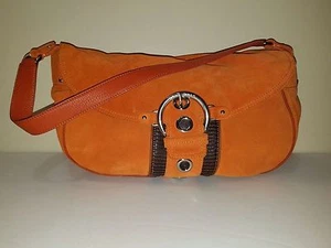 NEW Cole Haan Orange Suede /Leather Buckle Detailed Hobo Bag *SAMPLE* - Picture 1 of 7