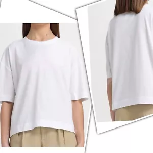 Allude T-Shirt Women Summer Top White 100% Cotton Round Neck. Sz L . Brand New - Picture 1 of 16