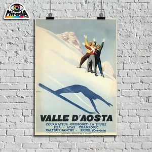 Autorenkopie VINTAGE POSTER AOSTATAL COURMAYEUR GRESSONEY CERVINIA - Bild 1 von 1
