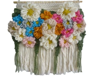 Blue Pink White Boho Forever Flowers Floral Textile Baby Teen Wall Hanging Gift - Picture 1 of 5