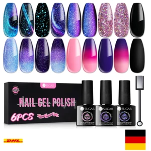UR SUGAR UV Magnetisch Thermo Gel Nagellack Set Schwarz 6 Flaschen in 1 Manik... - Bild 1 von 10