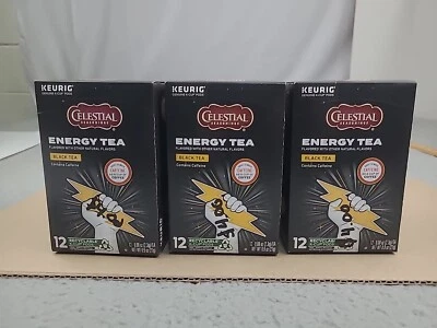 3x Té Celestial Energy Té Negro Keurig 12 Ct K Tazas Contiene Cafeína  Foto 1 de 4