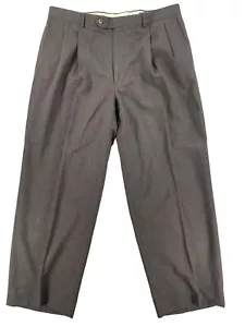 Evan Picone Pants Mens Sz 36x28 Grey Wool Straight Dress Pleated Chino Trousers - Picture 1 of 11