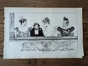 Original 1900 "In der Oper" American Charles Gibson Girl 2-seitiger Druck 17"x11" - Bild 1 von 8