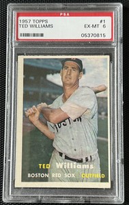 1957 Topps #1 Ted Williams Boston Red Sox HOF PSA 6 EX-MT