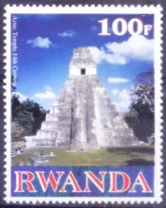 Rwanda 1990 MNH, 14th Century Aztec Temples, Architecture, illegal Stamp - Picture 1 of 1
