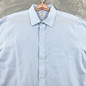 Brooks Brothers Regent Shirt Mens 17 33 Blue White Gingham Check Supima Cotton - Picture 1 of 10