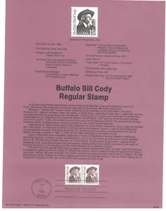 USPS Souvenir First Day Of Issue Comm Stamp 6/6/88 Buffalo Bill Cody 15c - Picture 1 of 1