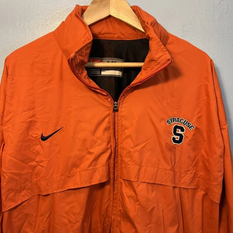 Vintage Y2K Nike Syracuse University Zip Windbreaker Jacket Size XL Hooded Cover