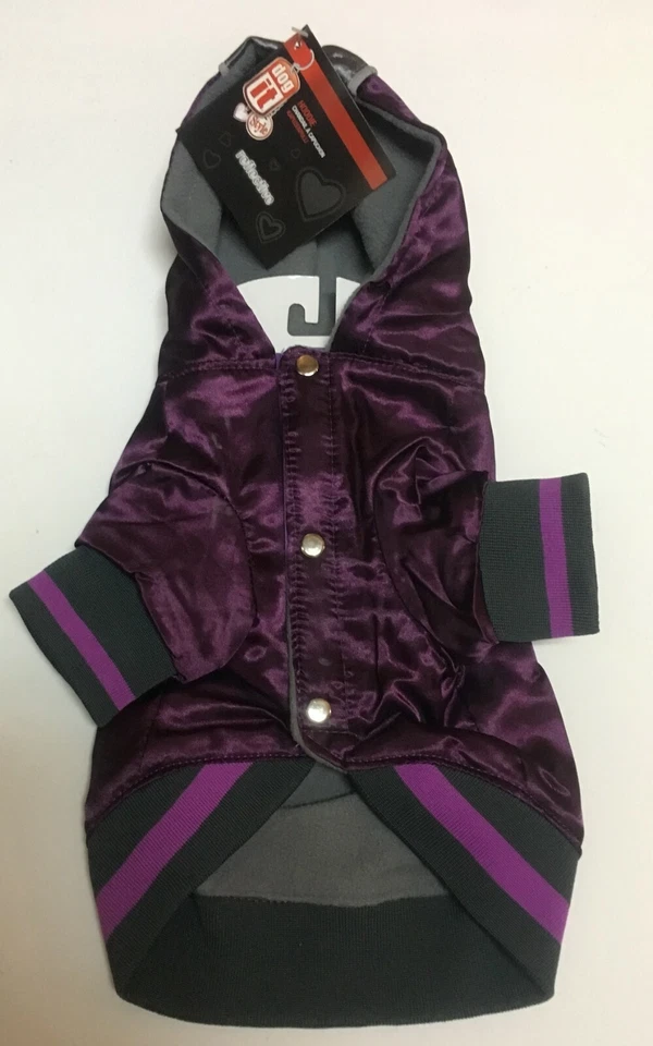 Jaqueta com capuz reflexiva para cães roxa e cinza resistente à água - Imagem 1 de 4