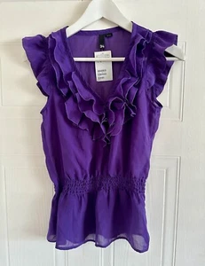BNWT H&M Ladies Purple Ruffle Front Blouse Size 8 RRP £17.99 (81) - Picture 1 of 6