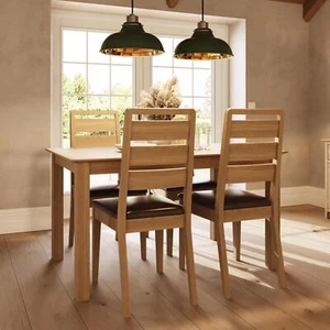 Dining Table Set with 4 Chairs Extending Natural Oak Finish Oak - Picture 1 of 9