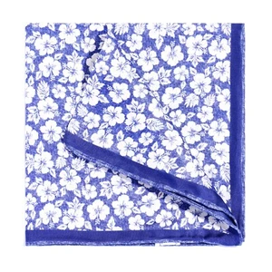 Hombre 100% Seda Bolsillo Cuadrado Batik Floral 53cm 21" Enrollado a Mano Hecho en China - Imagen 1 de 11