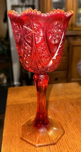 Vintage Kemple Glass Amber & Amberina Chalice Goblet No 9 5/8" Tall - Picture 1 of 5
