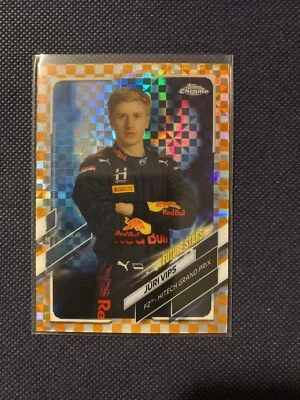 2021 Topps Chrome Formula 1 Juri Vips Orange Checker Flag /25 Portrait SSP F1 69 - Image 1 of 2