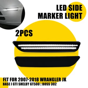 2x Front L/R White LED Side Marker Lamp Lamp Smoked Fit 2010-2014 Ford Mustang - Picture 1 of 15