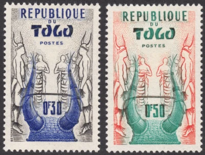 1958 Togo SC# 350-351 - Konkomba Helmet - 2 Different Stamps - M-H - Image 1 of 2