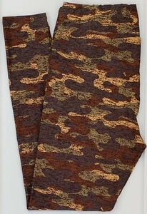 OS LuLaRoe One Size Leggings Camo Camouflage Green Brown Gray Tan NWT H22 - Picture 1 of 6
