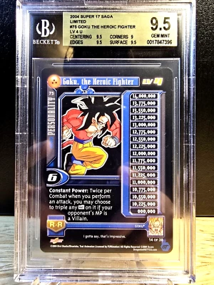 DBZ CCG DRAGON BALL GT GOKU THE HEROIC FIGHTER LV4 #75 LIMITED NON-FOIL BGS 9.5 - Image 1 of 2