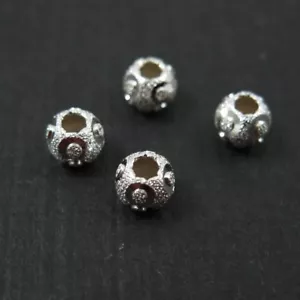 925 Sterling Silver Findings-Shimmering Textured Round Beads-Spacers-4mm (10pcs) - Picture 1 of 2