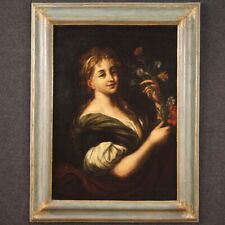 Ritratto di dama quadro antico dipinto olio su tela donna fanciulla XVIII sec