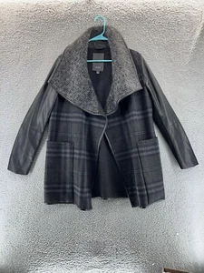 VERA WANG Womens Medium Faux Fur and Leather Sleeve L/S Coat Jacket READ - Picture 1 of 17