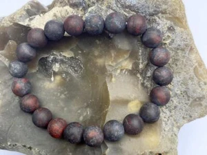 Pulsera de piedras preciosas todas las cuentas redondas de jaspe mate brechado de 10 mm - Imagen 1 de 2