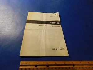 Optimus Portable Cassette Tape Recorder CTR-107 Owner's Manual 1995 - Picture 1 of 3